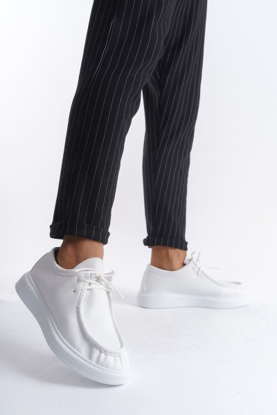 SLW170 Tornado Bağcıklı Cilt Erkek Günlük Spor Klasik Ayakkabı CBT - Beyaz