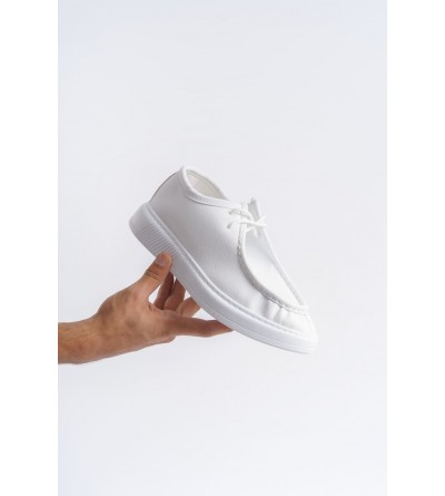 SLW170 Tornado Bağcıklı Cilt Erkek Günlük Spor Klasik Ayakkabı CBT - Beyaz