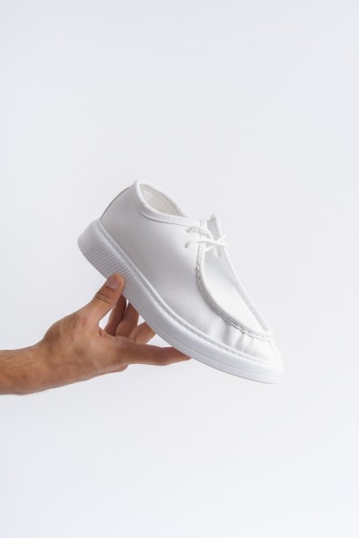 SLW170 Tornado Bağcıklı Cilt Erkek Günlük Spor Klasik Ayakkabı CBT - Beyaz