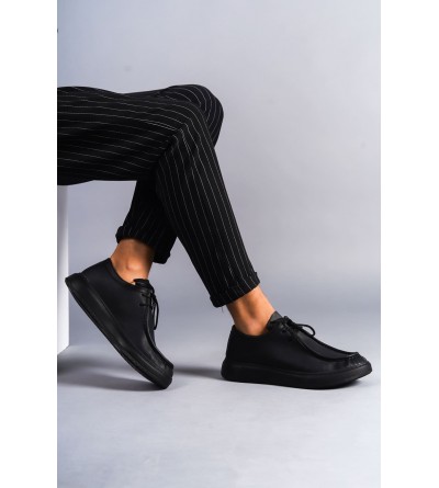 SLW170 Tornado Bağcıklı Cilt Erkek Günlük Spor Klasik Ayakkabı CST - Siyah