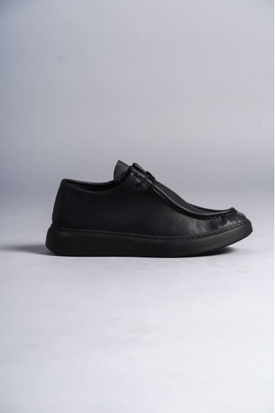 SLW170 Tornado Bağcıklı Cilt Erkek Günlük Spor Klasik Ayakkabı CST - Siyah