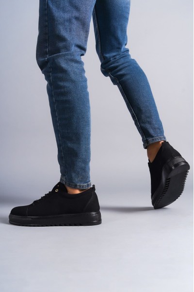 SLW152 Cool Bağcıklı Süet Erkek Günlük Spor Klasik Ayakkabı SST - Siyah