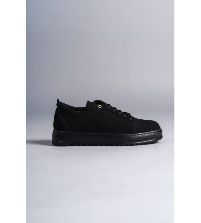 SLW152 Cool Bağcıklı Süet Erkek Günlük Spor Klasik Ayakkabı SST - Siyah