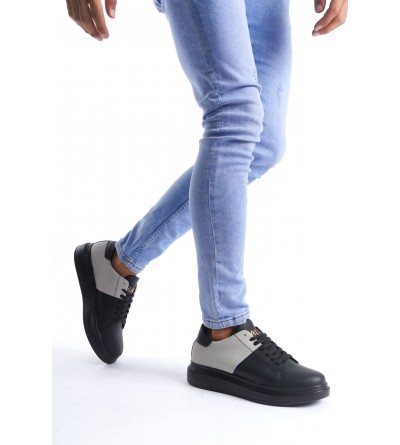 SLW151 Boost Bağcıklı Cilt Süet Erkek Günlük Sneaker Ayakkabı CSST - Siyah/Gri