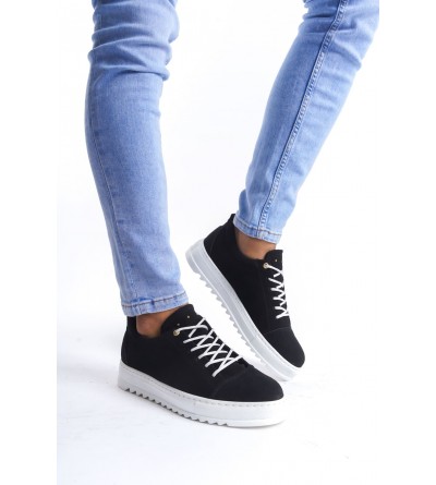 SLW152 Cool Bağcıklı Süet Erkek Günlük Spor Klasik Ayakkabı SBT - Siyah