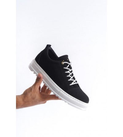 SLW152 Cool Bağcıklı Süet Erkek Günlük Spor Klasik Ayakkabı SBT - Siyah