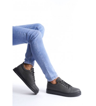 SLW152 Cool Bağcıklı Cilt Erkek Günlük Spor Klasik Ayakkabı CST - Füme