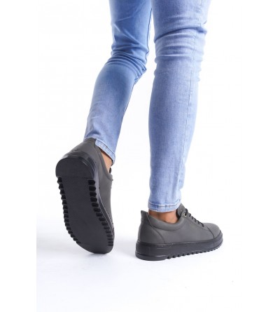 SLW152 Cool Bağcıklı Cilt Erkek Günlük Spor Klasik Ayakkabı CST - Füme