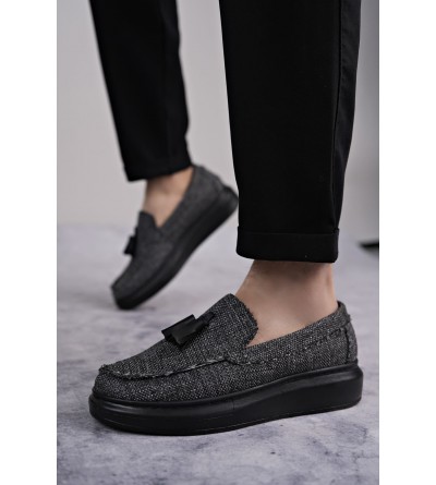 SLW154 Blaze Bağcıksız Püsküllü Keten Erkek Günlük Spor Klasik Ayakkabı KST - Gri