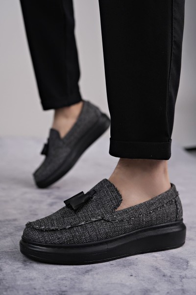 SLW154 Blaze Bağcıksız Püsküllü Keten Erkek Günlük Spor Klasik Ayakkabı KST - Gri