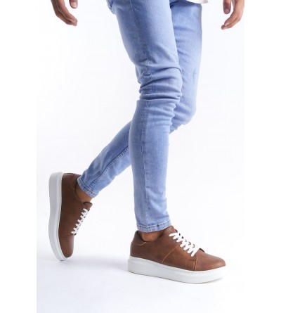 SLW151 Boost Bağcıklı Cilt Erkek Günlük Sneaker Ayakkabı CBT - Taba