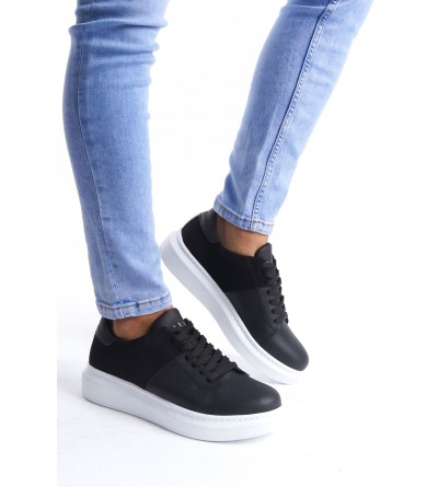 SLW151 Boost Bağcıklı Cilt Süet Erkek Günlük Sneaker Ayakkabı CSBT - Siyah