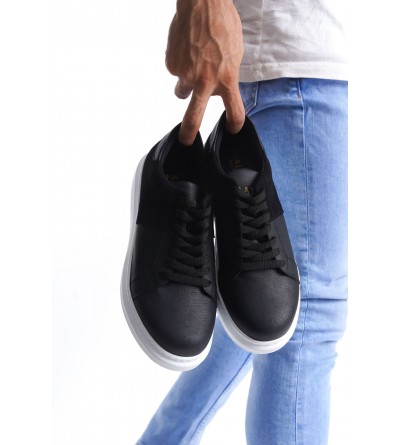 SLW151 Boost Bağcıklı Cilt Süet Erkek Günlük Sneaker Ayakkabı CSBT - Siyah