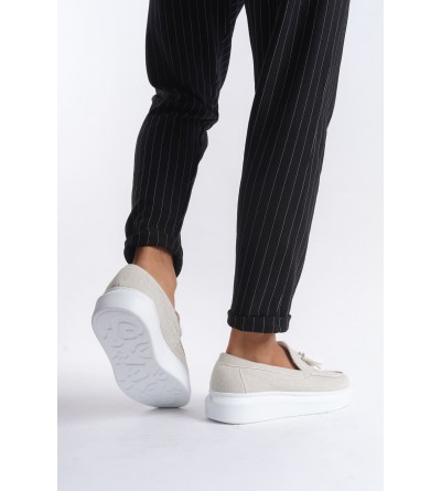 SLW154 Blaze Bağcıksız Püsküllü Keten Erkek Günlük Spor Klasik Ayakkabı KBT - Beyaz SLW154 Blaze Bağcıksız Püsküllü Keten Erkek Günlük Spor Klasik Ayakkabı KBT - Beyaz