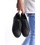 SLW166 Prestige Bağcıklı Cilt Kapitone Desenli Erkek Günlük Sneaker Ayakkabı CST - Siyah