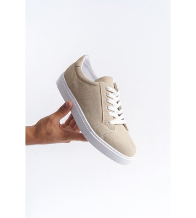 SLW165 Elite Bağcıklı Süet Erkek Günlük Sneaker Ayakkabı SBT - Krem