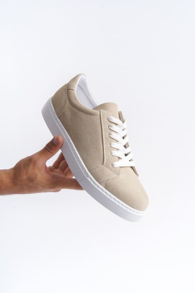 SLW165 Elite Bağcıklı Süet Erkek Günlük Sneaker Ayakkabı SBT - Krem