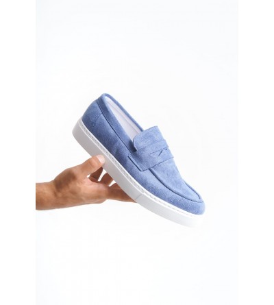 SLW180 Estilo X Bağcıksız Süet Erkek Günlük Spor Klasik Ayakkabı SBT - Mavi
