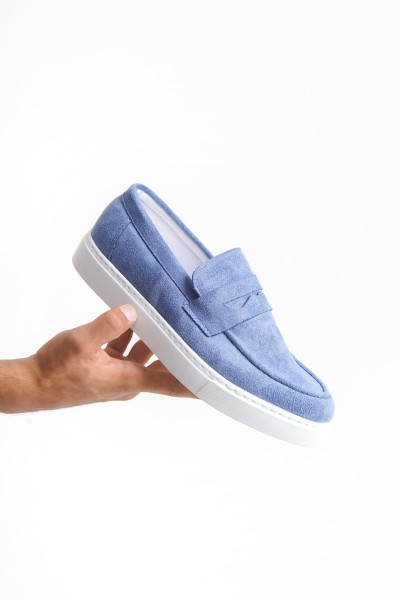 SLW180 Estilo X Bağcıksız Süet Erkek Günlük Spor Klasik Ayakkabı SBT - Mavi