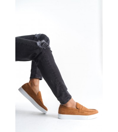 SLW180 Estilo X Bağcıksız Süet Erkek Günlük Spor Klasik Ayakkabı SBT - Taba