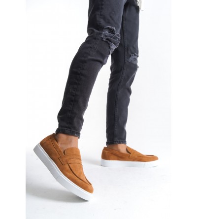 SLW180 Estilo X Bağcıksız Süet Erkek Günlük Spor Klasik Ayakkabı SBT - Taba