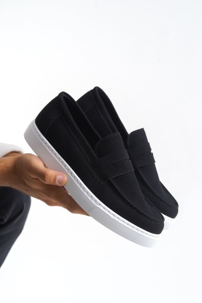 SLW180 Estilo X Bağcıksız Süet Erkek Günlük Spor Klasik Ayakkabı SBT - Siyah