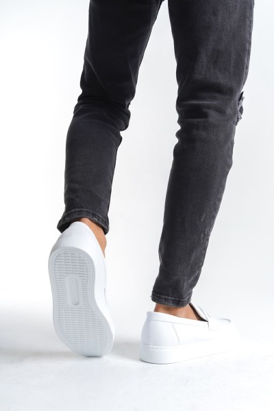 SLW180 Estilo X Bağcıksız Cilt Erkek Günlük Spor Klasik Ayakkabı CBT - Beyaz