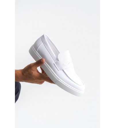 SLW180 Estilo X Bağcıksız Cilt Erkek Günlük Spor Klasik Ayakkabı CBT - Beyaz