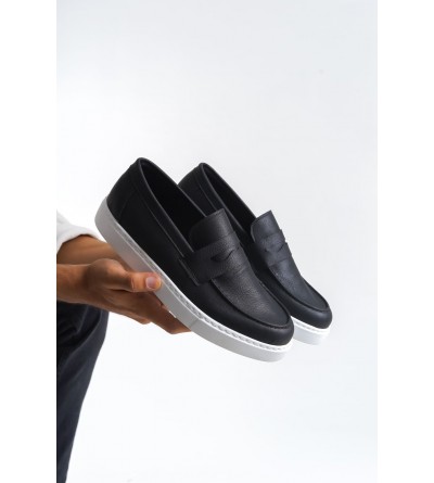 SLW180 Estilo X Bağcıksız Cilt Erkek Günlük Spor Klasik Ayakkabı CBT - Siyah