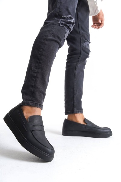 SLW180 Estilo X Bağcıksız Cilt Erkek Günlük Spor Klasik Ayakkabı CST - Siyah