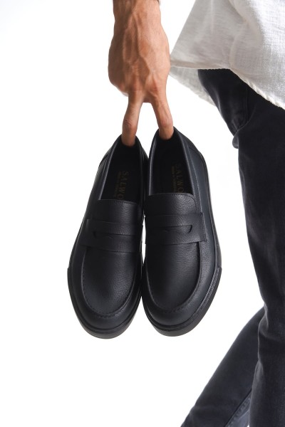 SLW180 Estilo X Bağcıksız Cilt Erkek Günlük Spor Klasik Ayakkabı CST - Siyah