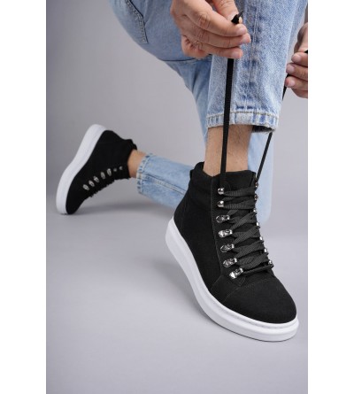 SLW206 Ottawa Bağcıklı Süet Erkek Günlük Spor Bot BT - Siyah