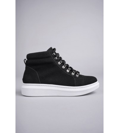 SLW206 Ottawa Bağcıklı Süet Erkek Günlük Spor Bot BT - Siyah