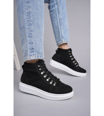 SLW206 Ottawa Bağcıklı Süet Erkek Günlük Spor Bot BT - Siyah