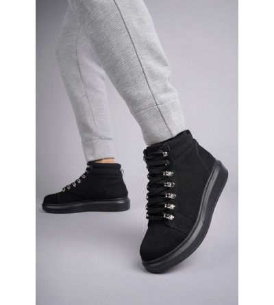 SLW206 Ottawa Bağcıklı Süet Erkek Günlük Spor Bot ST - Siyah