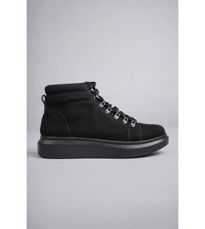 SLW206 Ottawa Bağcıklı Süet Erkek Günlük Spor Bot ST - Siyah