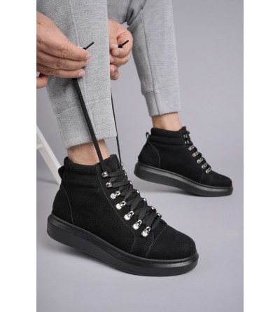 SLW206 Ottawa Bağcıklı Süet Erkek Günlük Spor Bot ST - Siyah