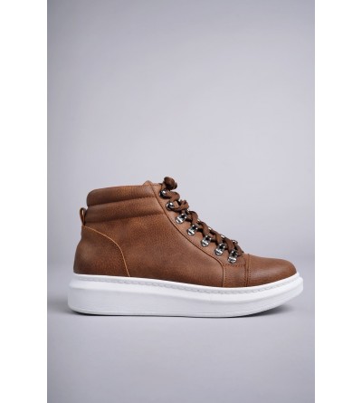 SLW206 Ottawa Bağcıklı Cilt Erkek Günlük Spor Bot BT - Taba