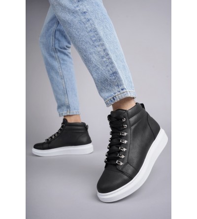 SLW206 Ottawa Bağcıklı Cilt Erkek Günlük Spor Bot BT - Siyah