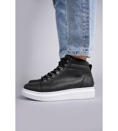 SLW206 Ottawa Bağcıklı Cilt Erkek Günlük Spor Bot BT - Siyah