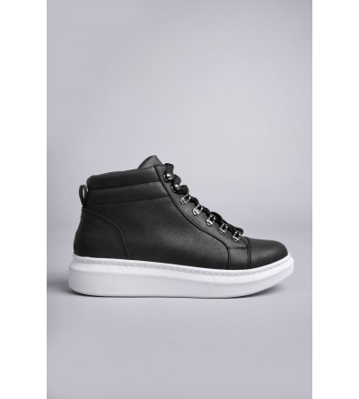 SLW206 Ottawa Bağcıklı Cilt Erkek Günlük Spor Bot BT - Siyah