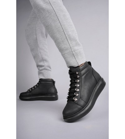 SLW206 Ottawa Bağcıklı Cilt Erkek Günlük Spor Bot ST - Siyah