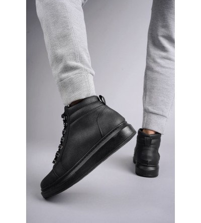 SLW206 Ottawa Bağcıklı Cilt Erkek Günlük Spor Bot ST - Siyah