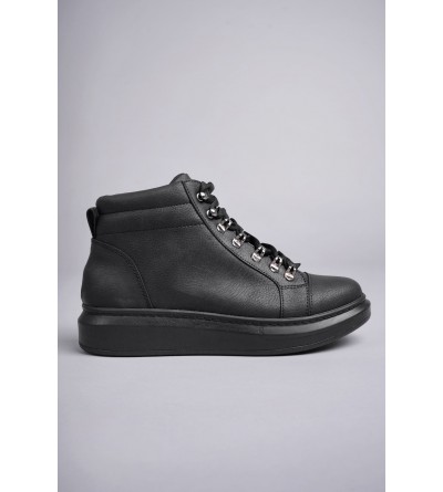 SLW206 Ottawa Bağcıklı Cilt Erkek Günlük Spor Bot ST - Siyah