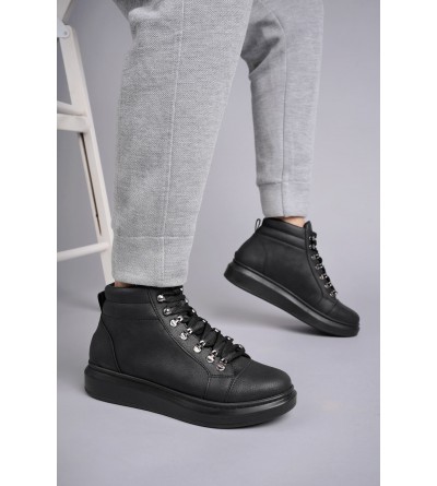 SLW206 Ottawa Bağcıklı Cilt Erkek Günlük Spor Bot ST - Siyah