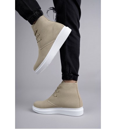 SLW207 Oslo Bağcıklı Süet Erkek Günlük Spor Bot BT - Krem