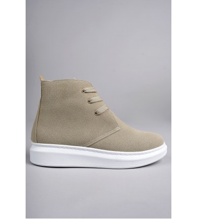 SLW207 Oslo Bağcıklı Süet Erkek Günlük Spor Bot BT - Krem