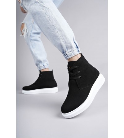 SLW207 Oslo Bağcıklı Süet Erkek Günlük Spor Bot BT - Siyah
