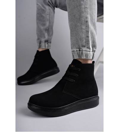 SLW207 Oslo Bağcıklı Süet Erkek Günlük Spor Bot ST - Siyah