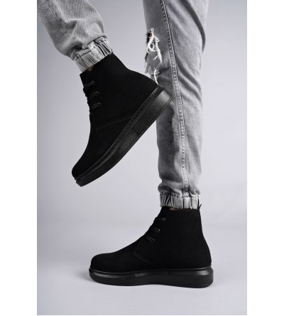 SLW207 Oslo Bağcıklı Süet Erkek Günlük Spor Bot ST - Siyah
